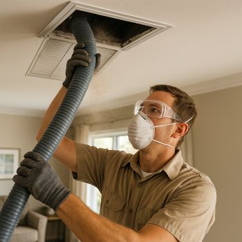 Professional air duct cleaning technician in Ashland
